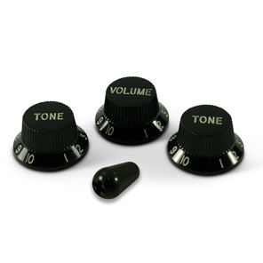 Picture of Stratocaster Knob Set Black with Tip - Zwart